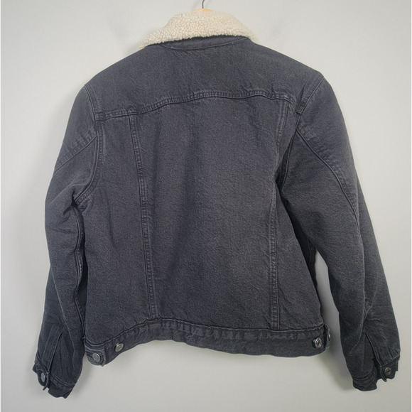 GAP Denim Trucker Jacket Womens / Unisex L Sherpa Lined Vintage Black - Picture 2 of 10